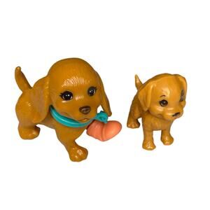 Lot of 2 Mattel Barbie Pet Puppy Dogs - Golden Retriever Mommy and Baby